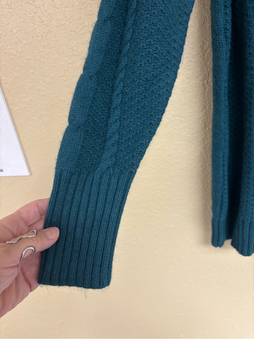 Lane Bryant Teal V-Neck Cable Knit Sweater - Picture 5 of 6